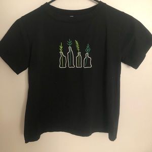 Embroidered Plant Crop Top